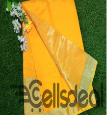 Light Yellow & Golden Halfsilk Saree for Women