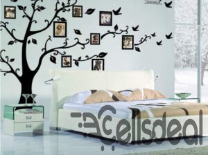 Auto 3D Mirror wall sicker- black tree and biDraft