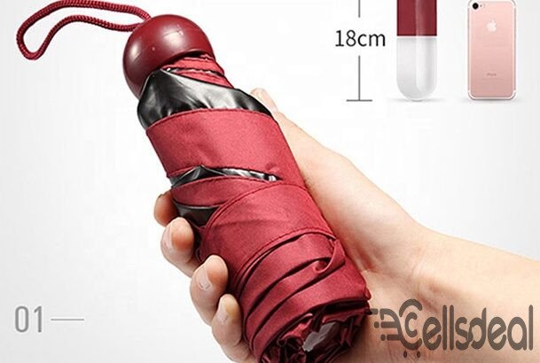 Mini Folding Umbrella With Cute Capsule Case