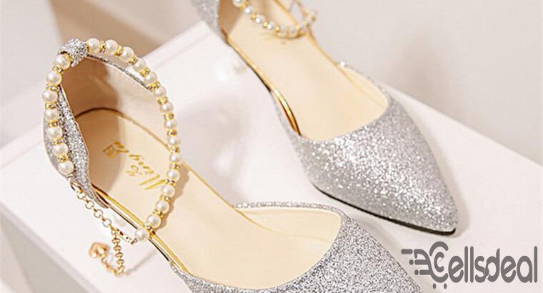 Women Crystal High Heels Point Toe Wedding Shoes