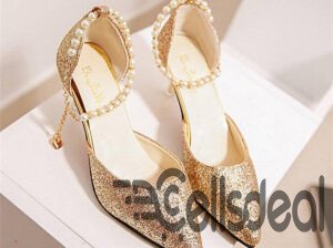 Women Crystal High Heels Point Toe Wedding Shoes
