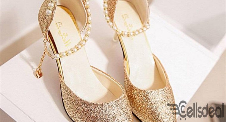 Women Crystal High Heels Point Toe Wedding Shoes