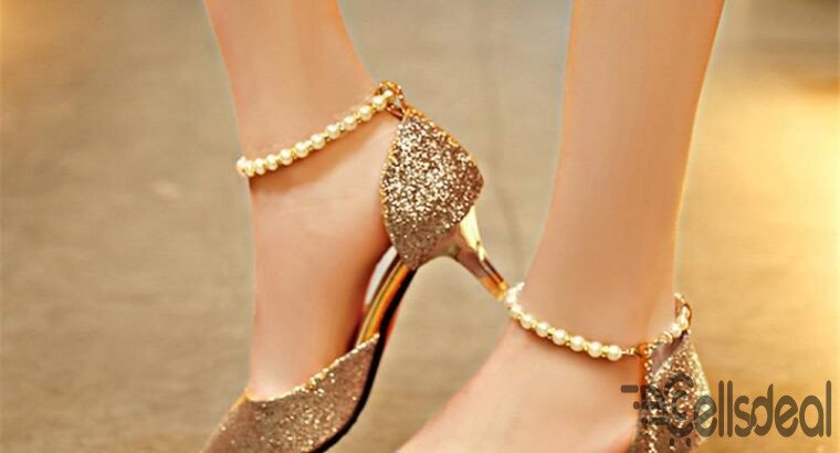 Women Crystal High Heels Point Toe Wedding Shoes