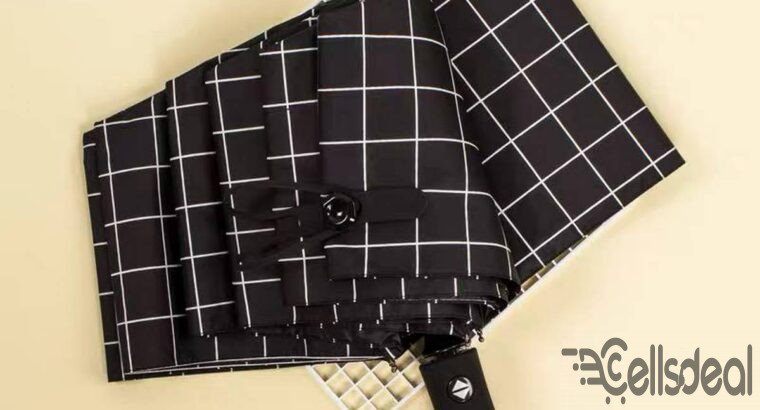 Poly-Cotton Automatic Grid Umbrella – Multicolor