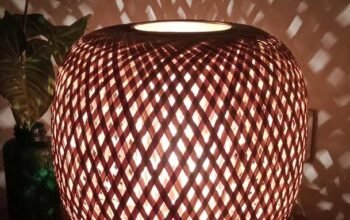 Eco Friendly Bamboo Made Oval Shaped Table Lamp