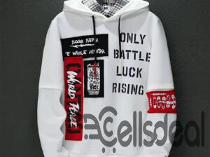 White Cotton Hoodie Jacket For Men