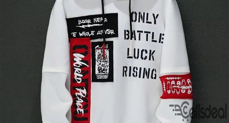 White Cotton Hoodie Jacket For Men