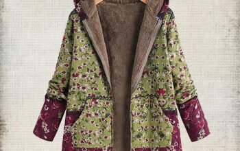 Warm Long Sleeve Jacket Coat Leaves Floral Print